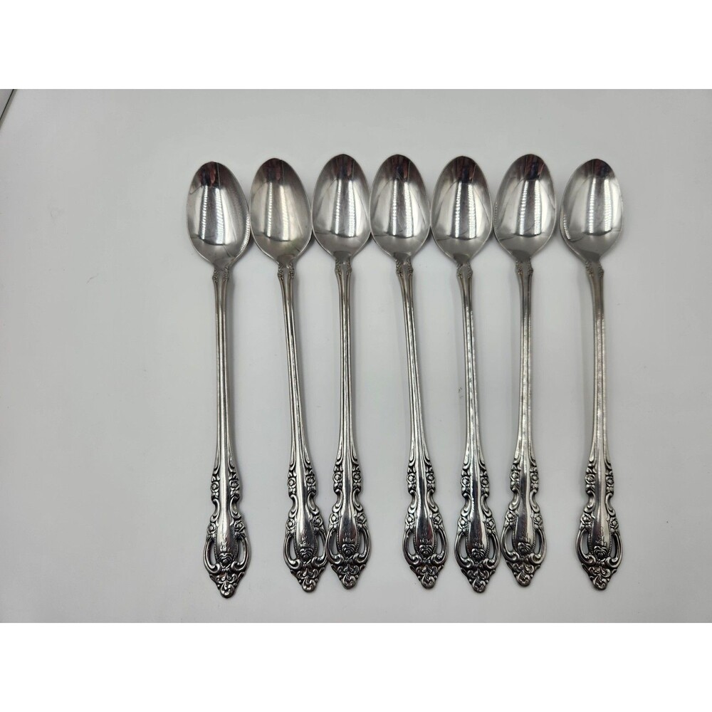 Set 6 Oneida Community Brahms Stainless Silverware 1/2" Iced Tea Spoons Flatware